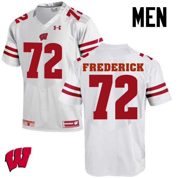 Men Wisconsin Badgers #72 Travis Frederick College Football Jerseys-White - Click Image to Close